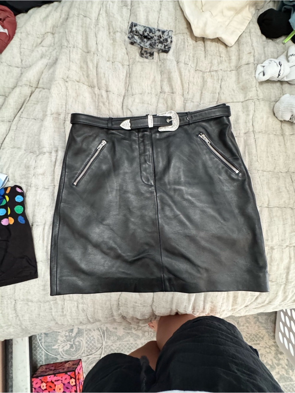 Maje leather western belt 42